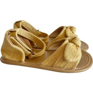 Old Navy Linen Style Bow-Tie Sandals for Baby 12-18M Tan Beige Soft Sole